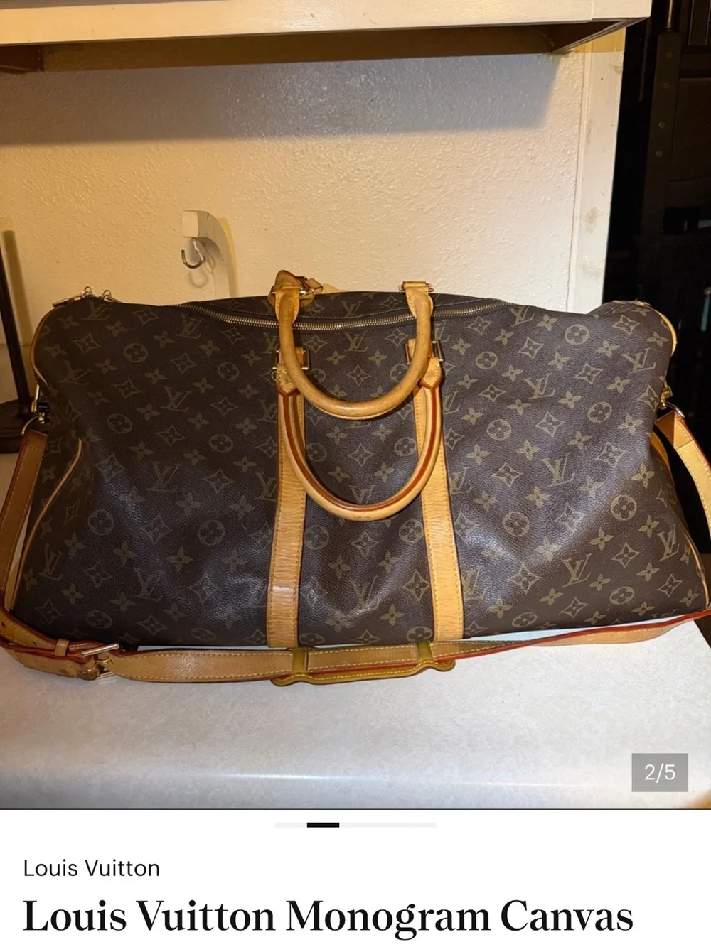 Louis Vuitton Monogram Canvas Brown Tan Travel Duffel Bag